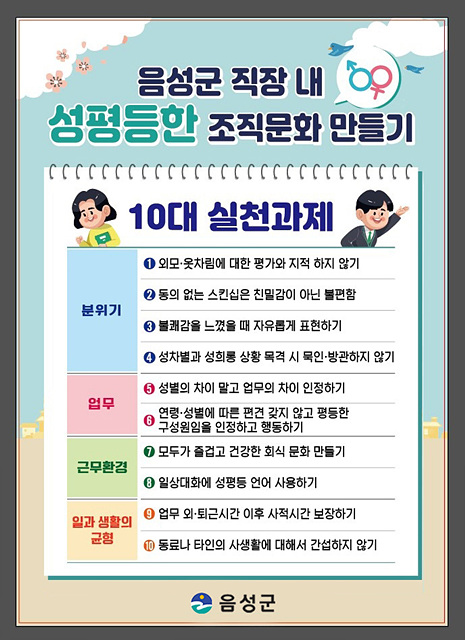 2. 음성군, 성평등한 조직문화 만들기 10대 실천과제 추진(10대 실천과제).jpg