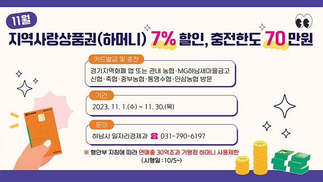 하남시, 지역화폐 하머니 확대 발행…“국·도비 추가예산 확보”.jpg